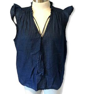 J. Crew navy & silver striped top